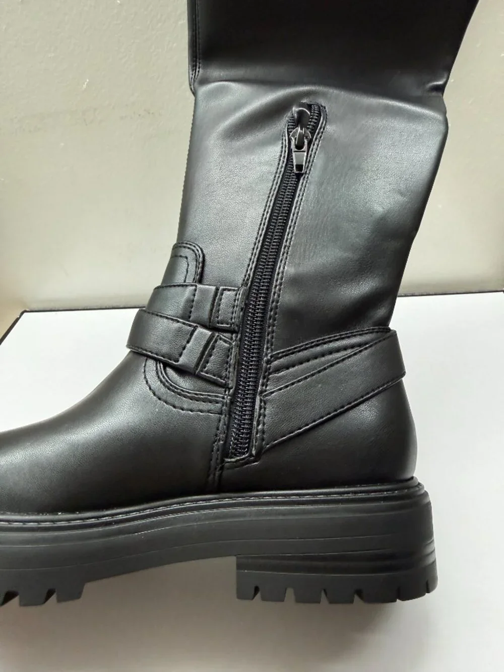 GUESS JELLIO ridding over the knee leather boots women's Black NEW